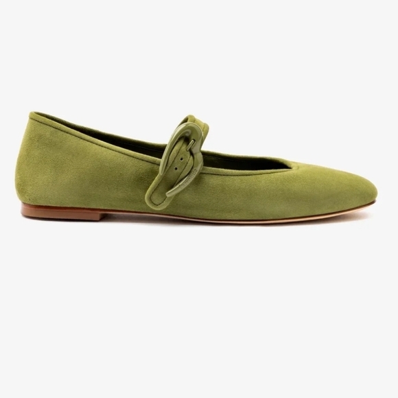 💚🔹️LARROUDE🔹️ Handmade In Brazil Suede Seaweed  Verona Ballet Flats - Picture 6 of 7